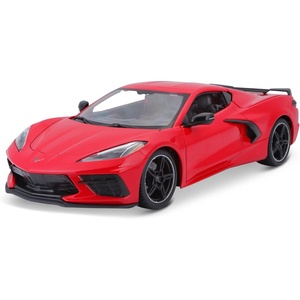 image:image2020 Chevrolet Corvette Stingray C8 Dark Gray Metallic with Racing Stripes 118 Diecast Model Car by Maisto