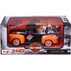 image:image1948 Ford F1 Pickup Truck with 1958 Harley Davidson FLH Duo Glide Motorcycle Orange and Black 124 Diecast Models by Maisto