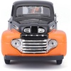 image:image1948 Ford F1 Pickup Truck with 1958 Harley Davidson FLH Duo Glide Motorcycle Orange and Black 124 Diecast Models by Maisto